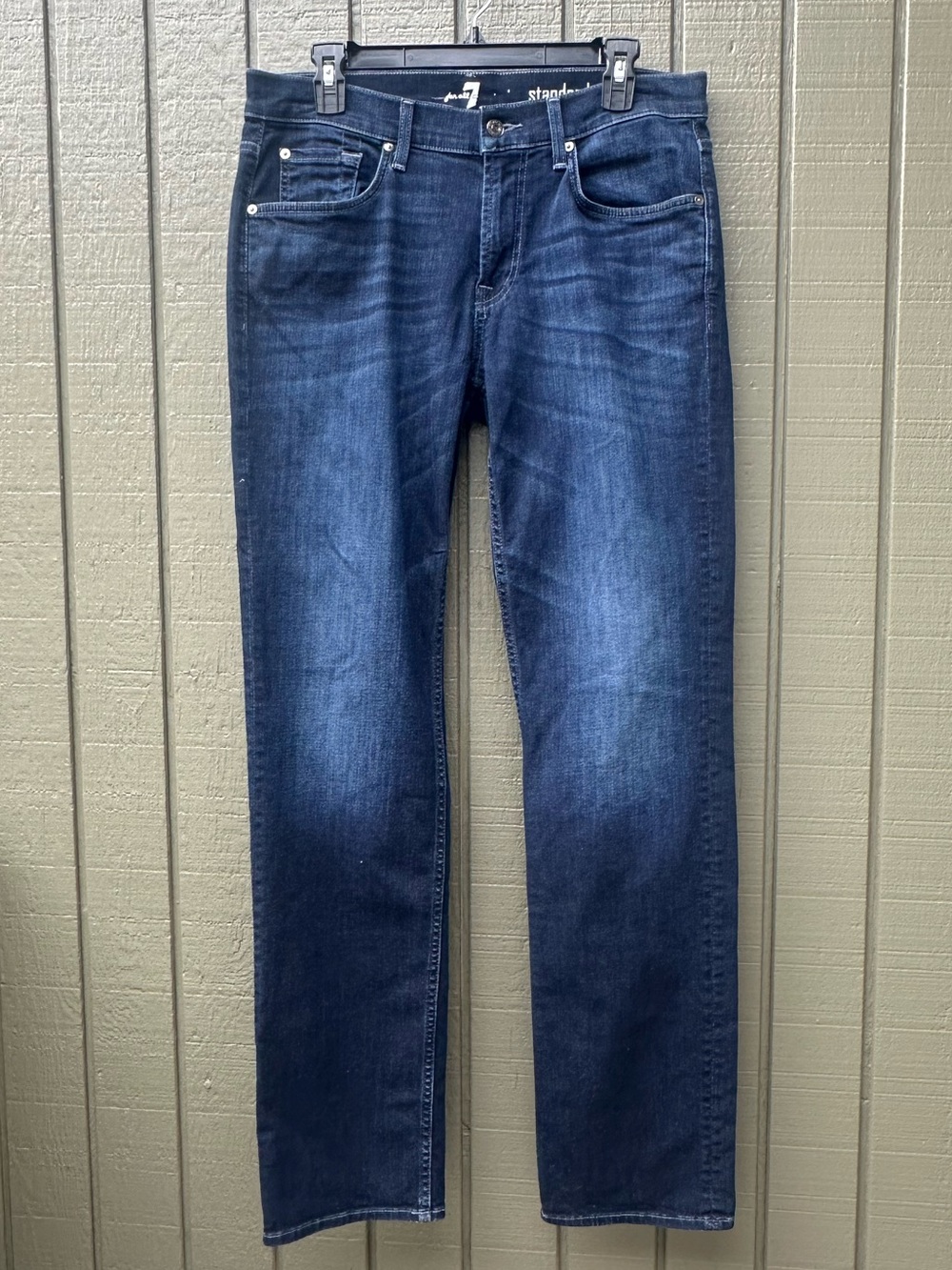 7 For All Mankind Straight Leg Blue Jeans